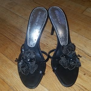 Black leather high heals